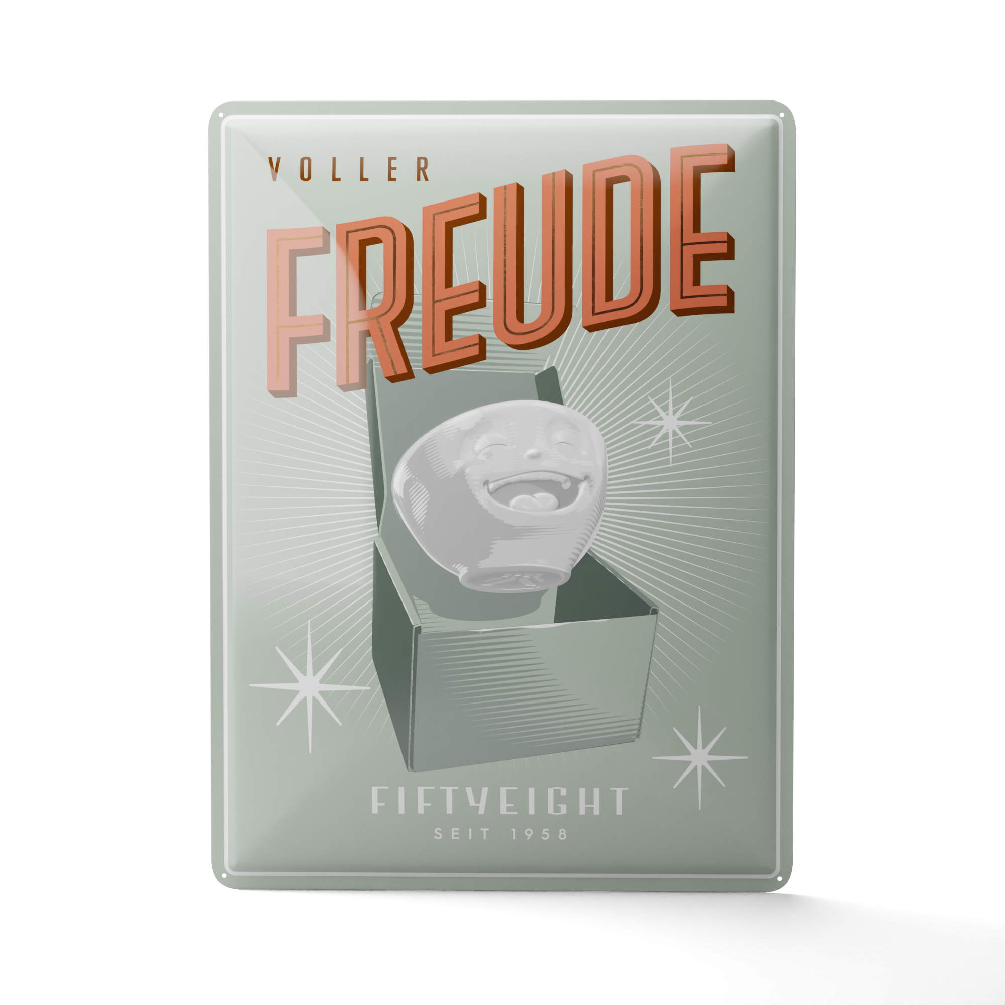 T040302 | Blechschild VOLLER FREUDE | 29,5 × 39,5 cm | geprägt | Vintage Edition
