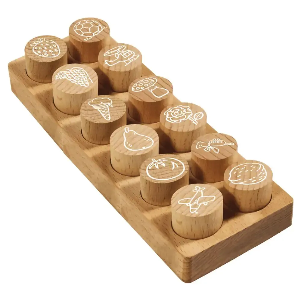 WOODIES Stempel-Set „Mix“ – 12 Holz-Motivstempel