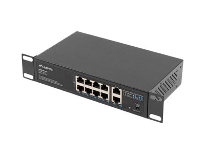 Switch  8-Port 100MB PoE+/2x1Gb unmanag. 10/19" 120W
