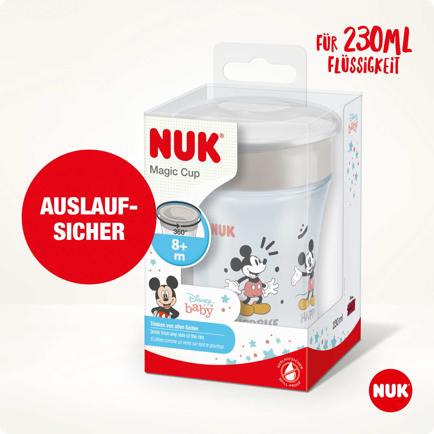 NUK Trinkbecher Magic Cup 230ml Disney Mickey Mouse m.Deckel