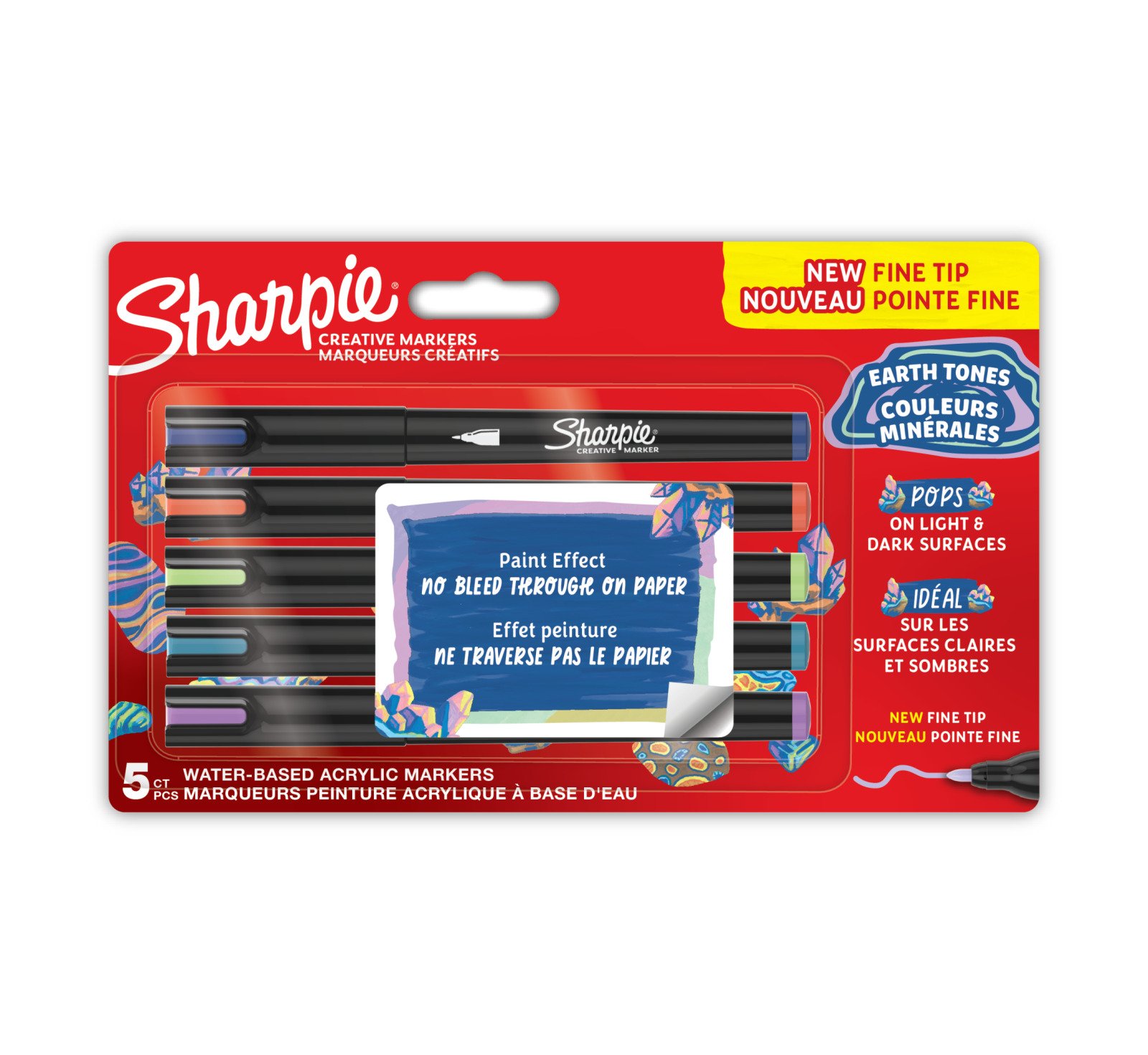 Kreativmarker Rundspitze fein Acryl Erd Farben 5er Blister
