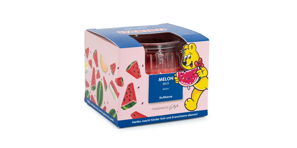 Haribo Duftkerze im Geschenkkarton Melon Mix - 85g