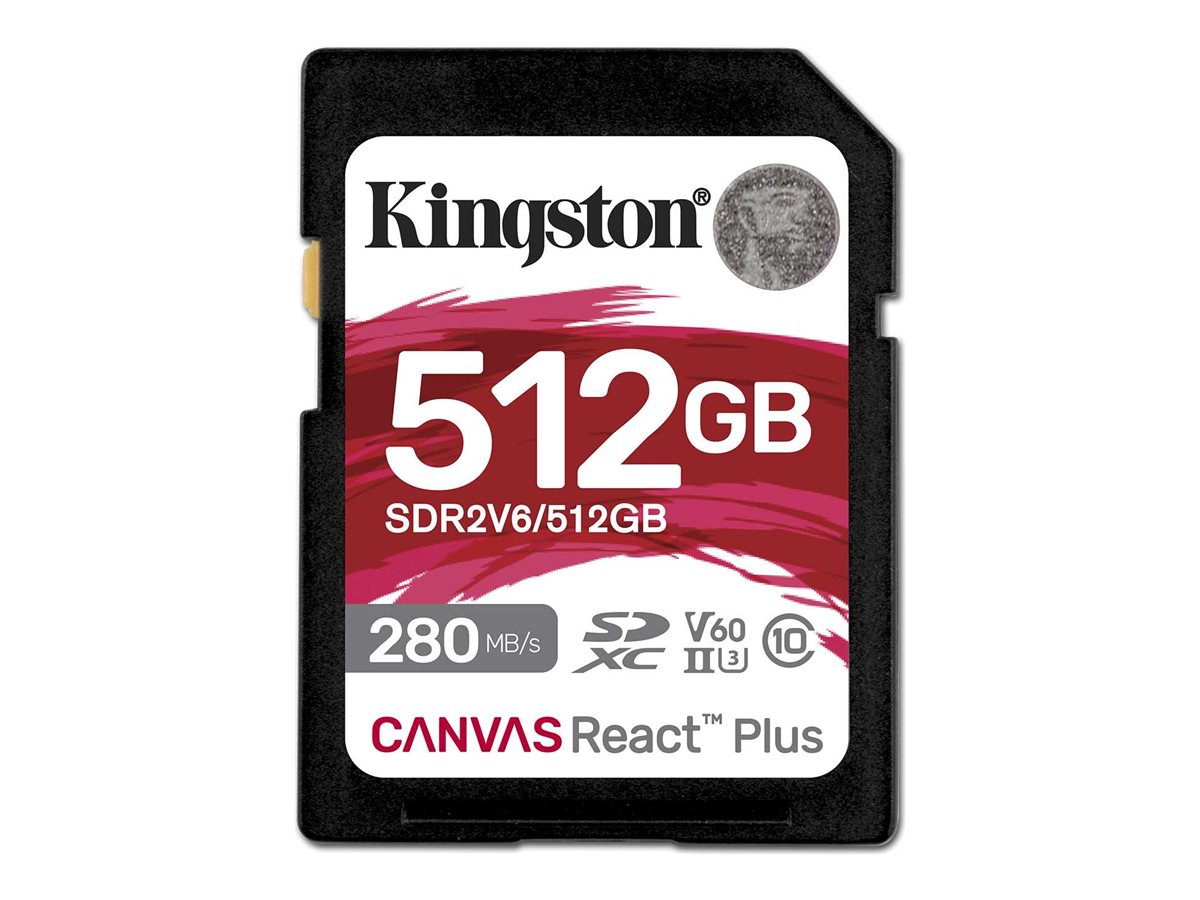 SD Card 512GB Kingston SDXC React+ 280R/150W Reader retail