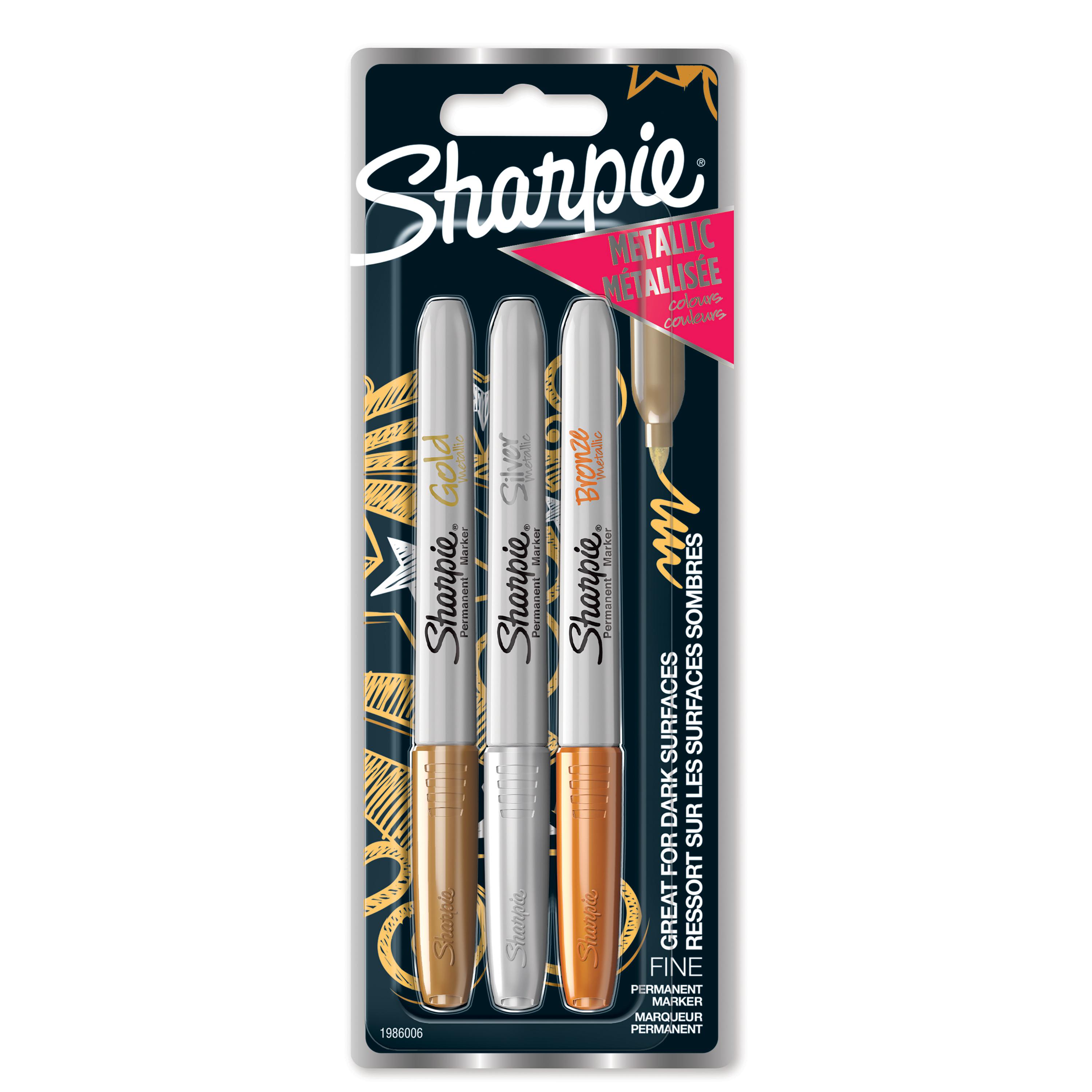 SHARPIE | Metallic | 3er Blister | Strichstärke: F / 1,4 mm | Schreibfarbe: gold, silber, bronze