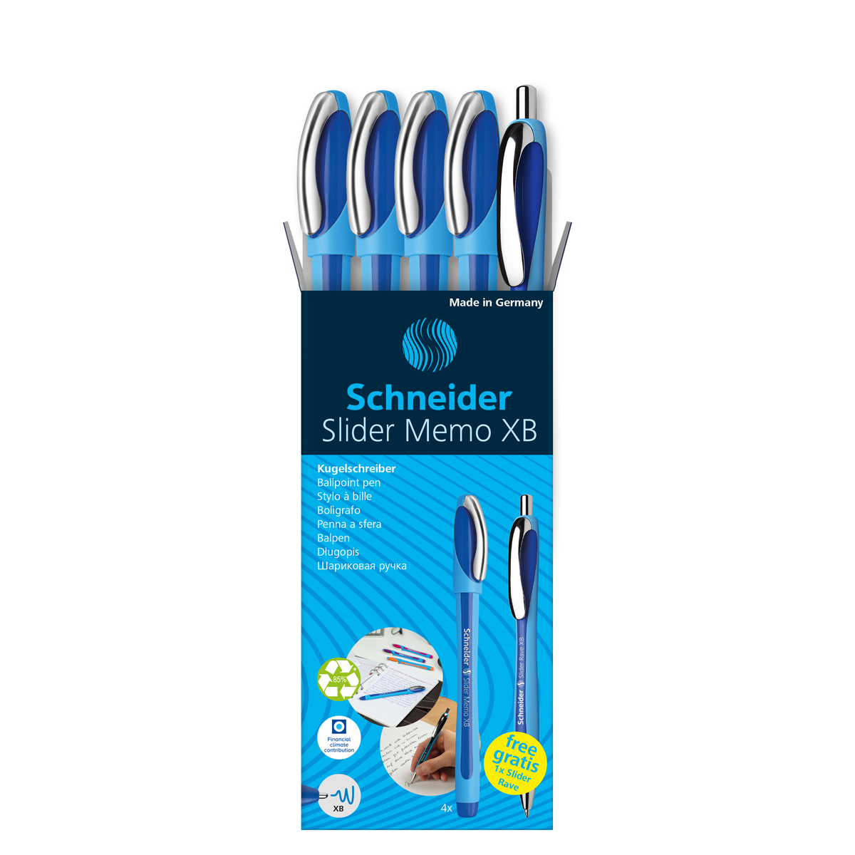 Kugelschreiber Memo + 1x Rave Blau Etui 4x