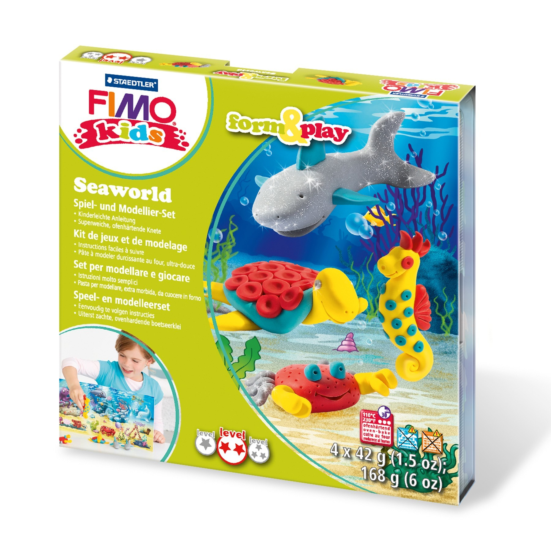 FIMO kids 8034 - Knetmasse - Grau - Rot - Türkis - Gelb - Kinder - 4 Stück(e) - 4 Farben - 42 g