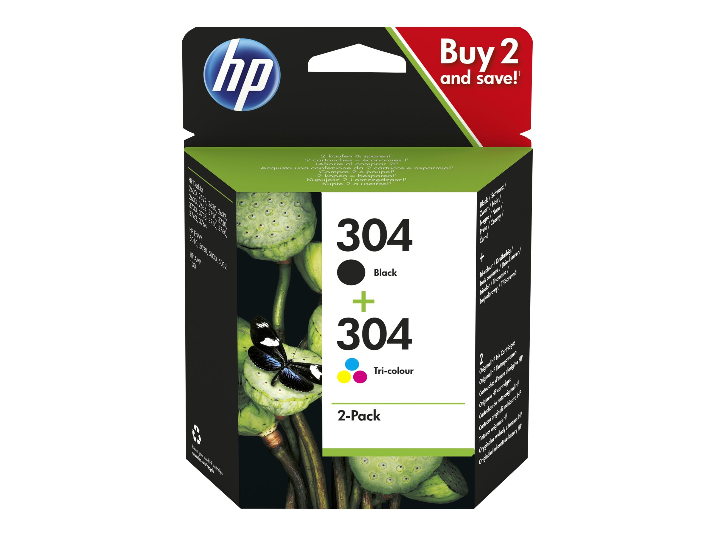 304 Combo Pack - 2er-Pack - Schwarz, Farbe (Cyan, Magenta, Gelb)