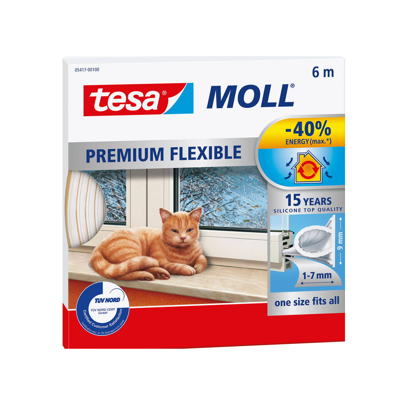 tesamoll Silikondichtung Premium Flexible 6mx9mmx7mm weiß