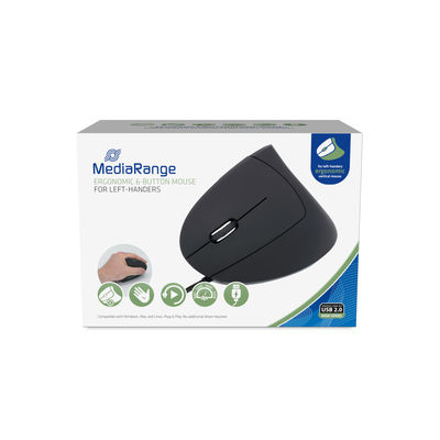 MEDIARANGE MROS231 - Linkshändig - Vertikale Ausführung - Optisch - USB Typ-A - 2400 DPI - Schwarz