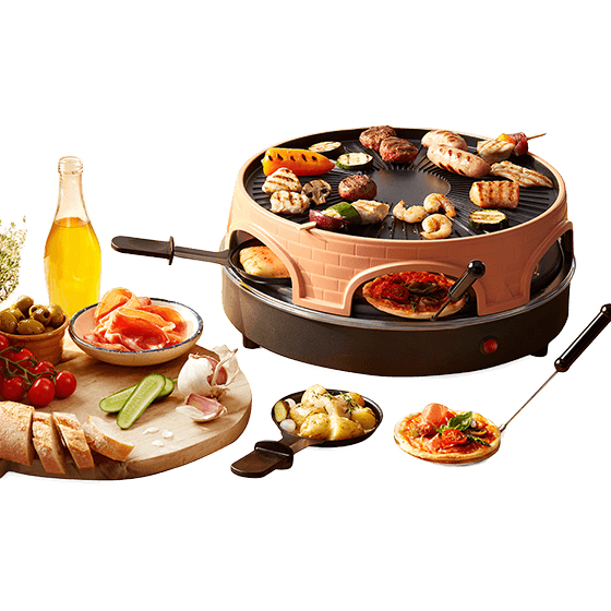 Pizzarette 3-in-1 Pizzaofen, Raclette & Tischgrill für 6 Personen