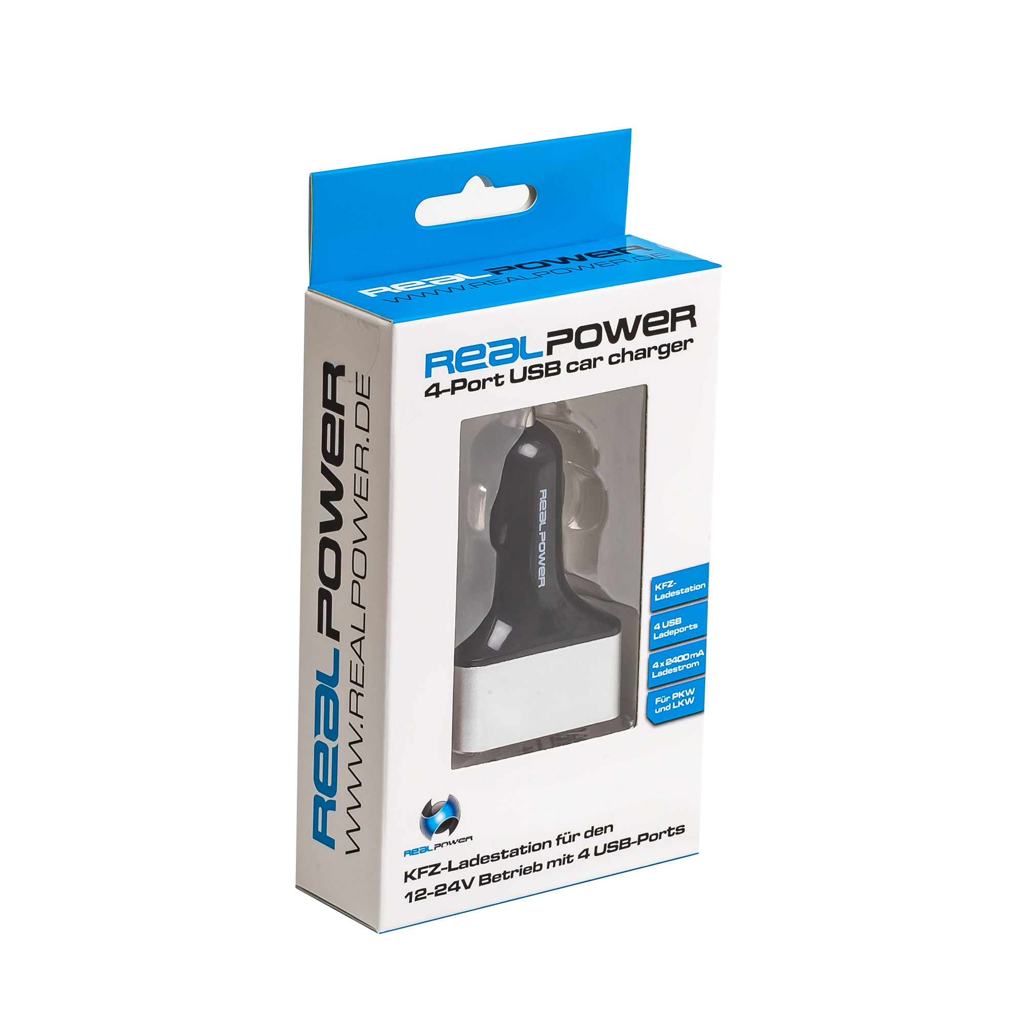 Ultron Realpower 4-Port USB car charger - Auto-Netzteil - 2400 mA - 4 Ausgabeanschlussstellen (4 x USB)