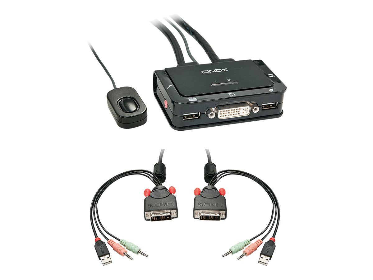 2 Port KVM Switch Compact, DVI-D Single Link, USB 2.0 & Audio