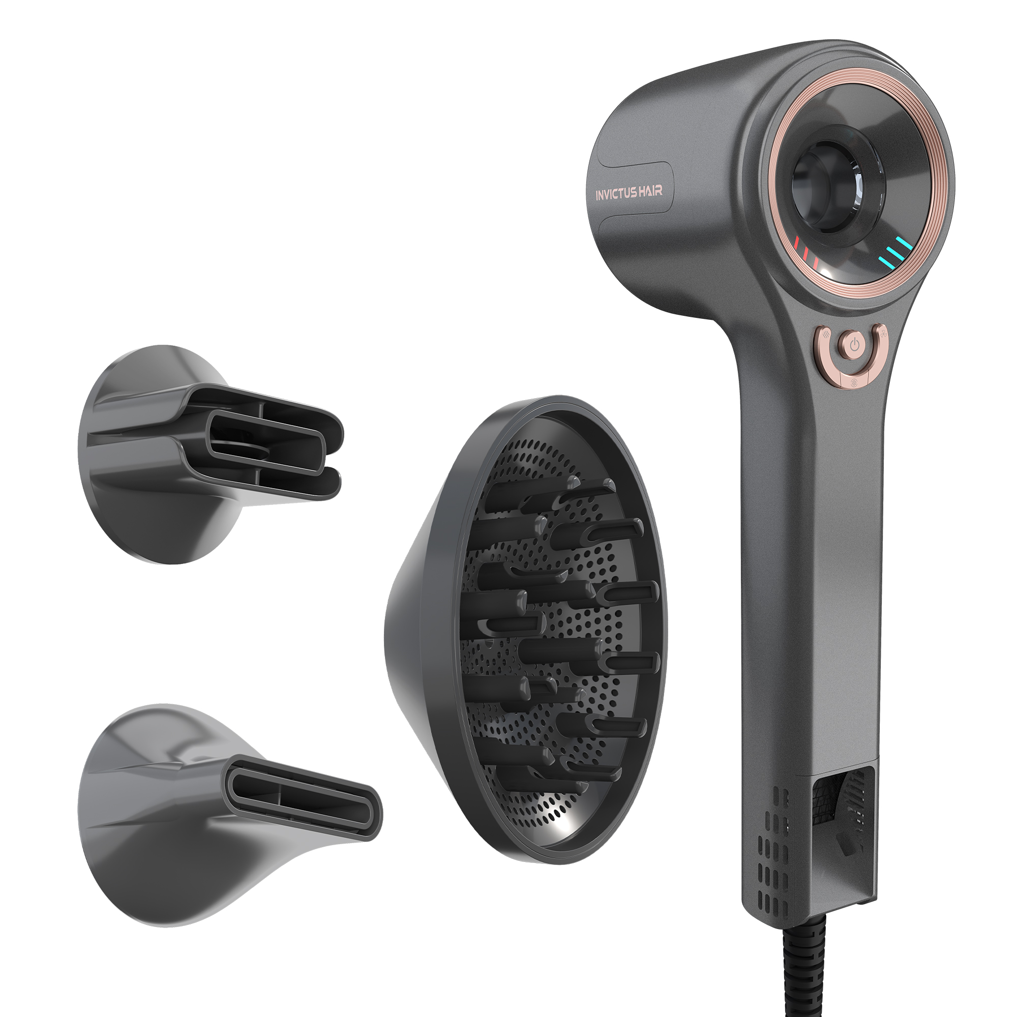 Hair D7 Haartrockner Set 4-tlg, 1600 W, grau