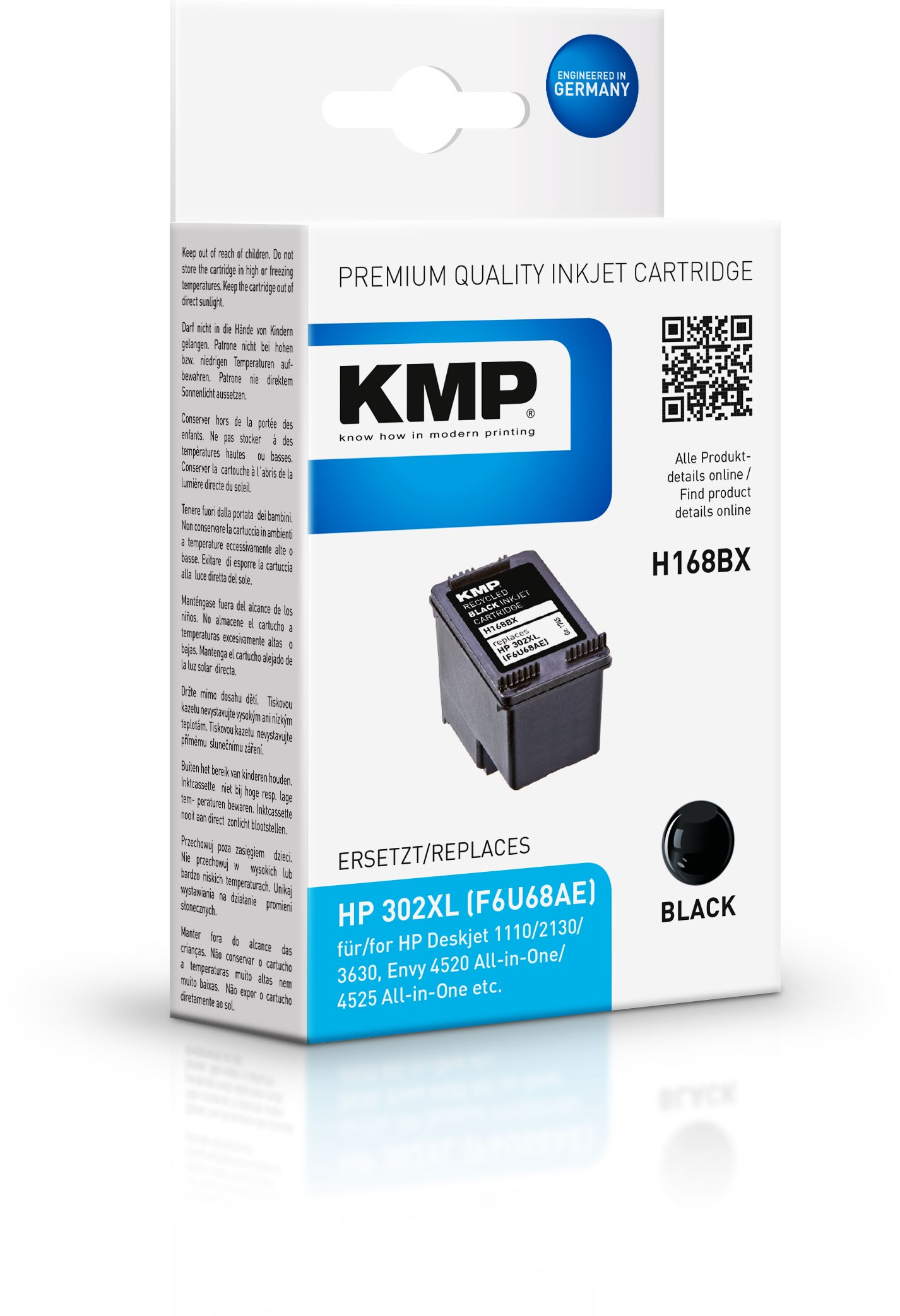 KMP H168BX - 15 ml - Schwarz - kompatibel - Tintenpatrone (Alternative zu: HP 302XL, HP F6U68AE)