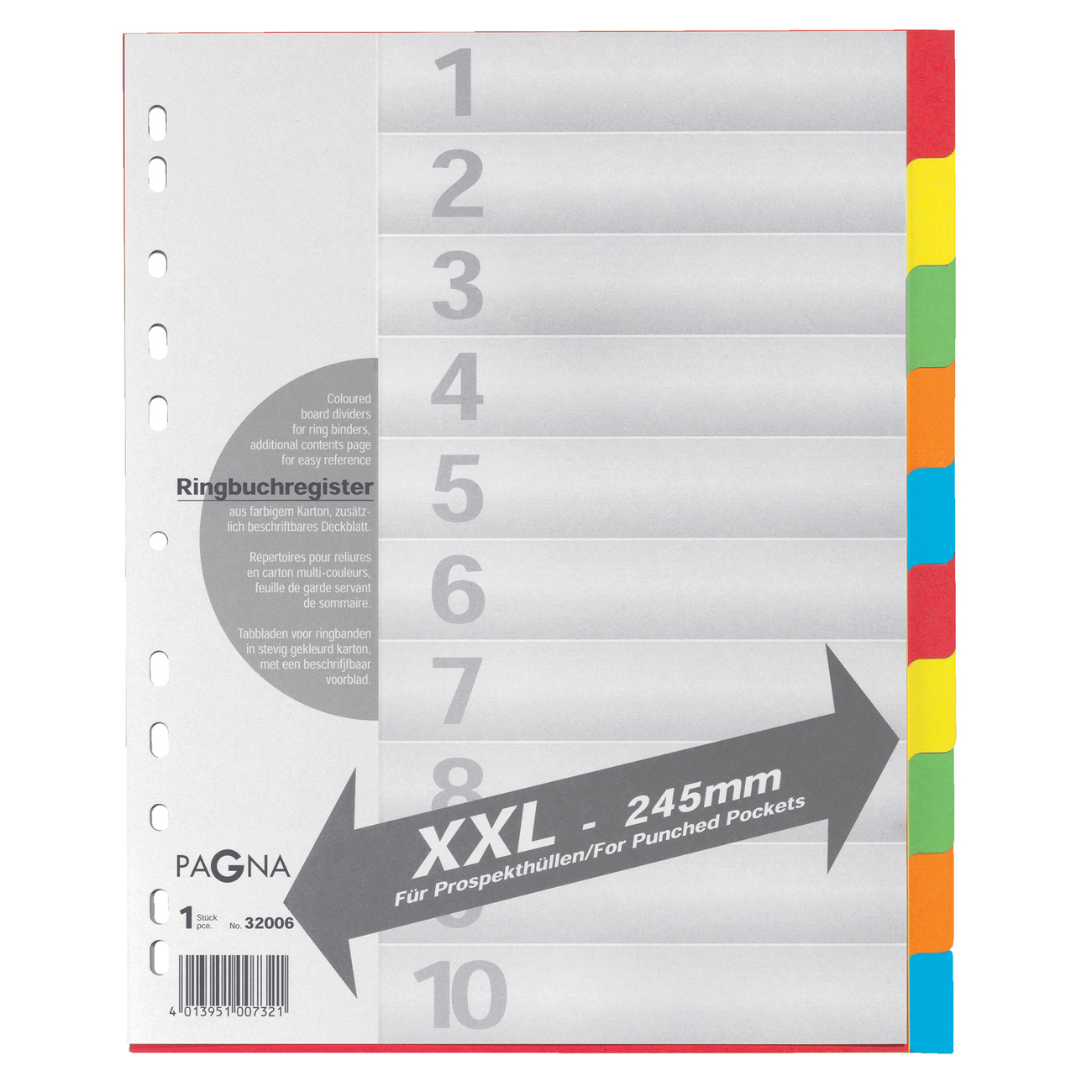 Register XXL – A4 – 10-teilig – 5-farbig (25 Stück)
