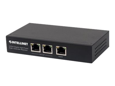 2-Port Gigabit High-Power PoE+ Extender, IEEE 802.3at/af PoE+/PoE, verlängert die Reichweite einer PoE-Verbindung um zusätzliche 100 Meter, 2 PSE-Ports, Metall
