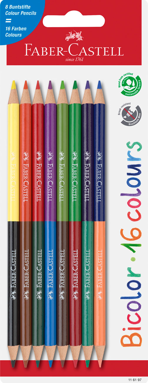 FABER-CASTELL Buntstifte Bicolor 8er Blisterkarte