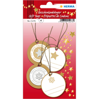 HERMA Weihnachtsgeschenkanhänger 3D Gold 4 Stück