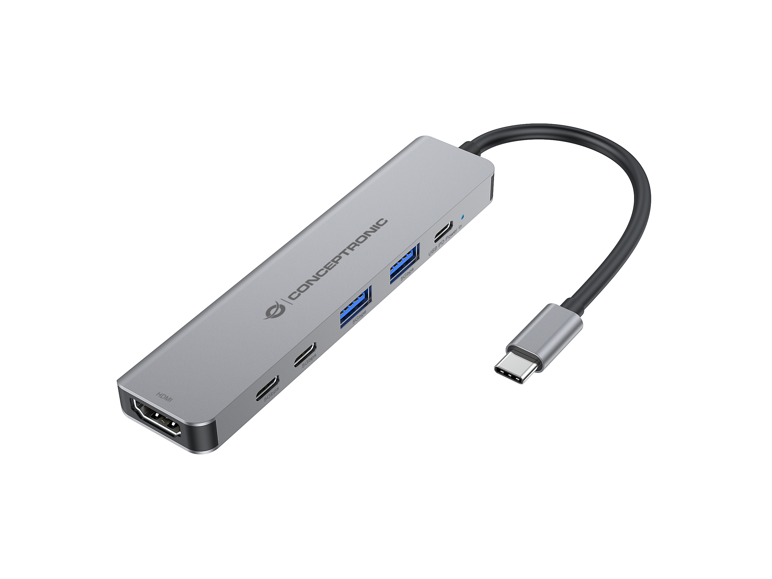 CONCEPTRONIC  6-1 Dock USB-C->HDMI/2xUSB-A/2xUSB-C/+ 25cm gr