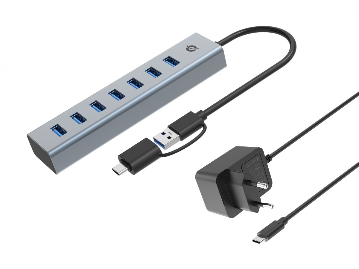 CONCEPTRONIC USB-Hub 7-Port 3.0  ->7x3.0 +TypC 5Gbps m.Nz gr