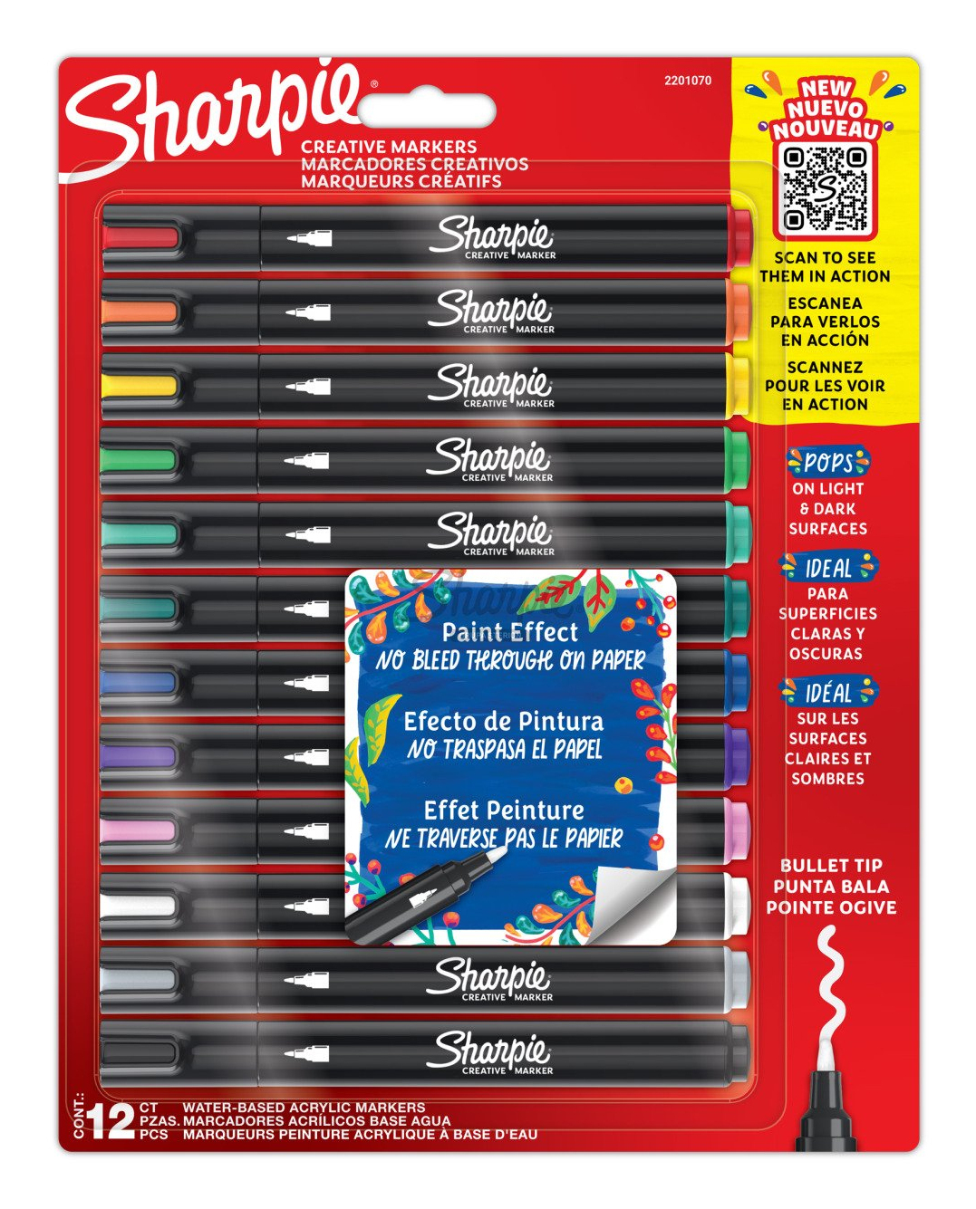 Kreativmarker Rundspitze Acryl 12er schwarz/grau