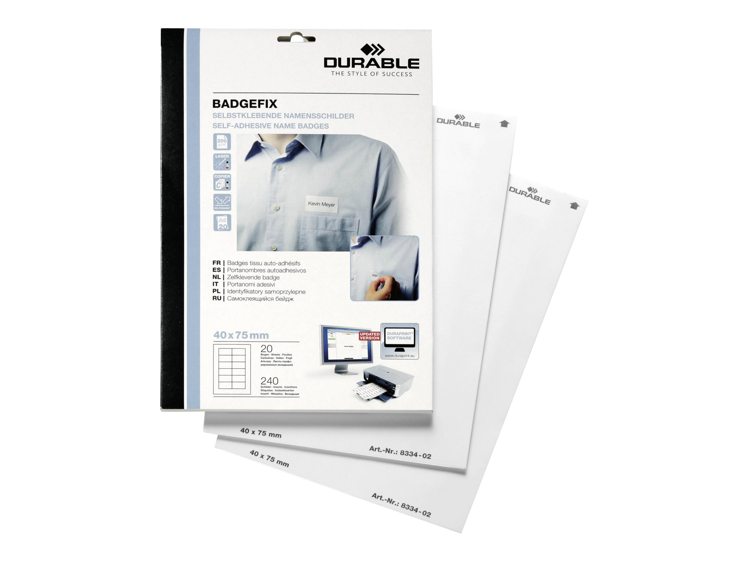 DURABLE Namensschilder Selbstkl. BADGEFIX 40x75mm 240Schilde