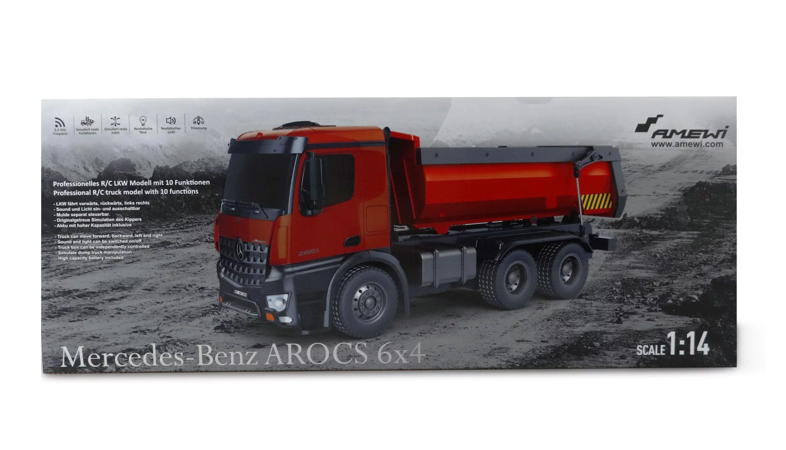 Amewi | Mercedes-Benz Arocs Lizenz LKW Kipper 2,4GHz RTR rot