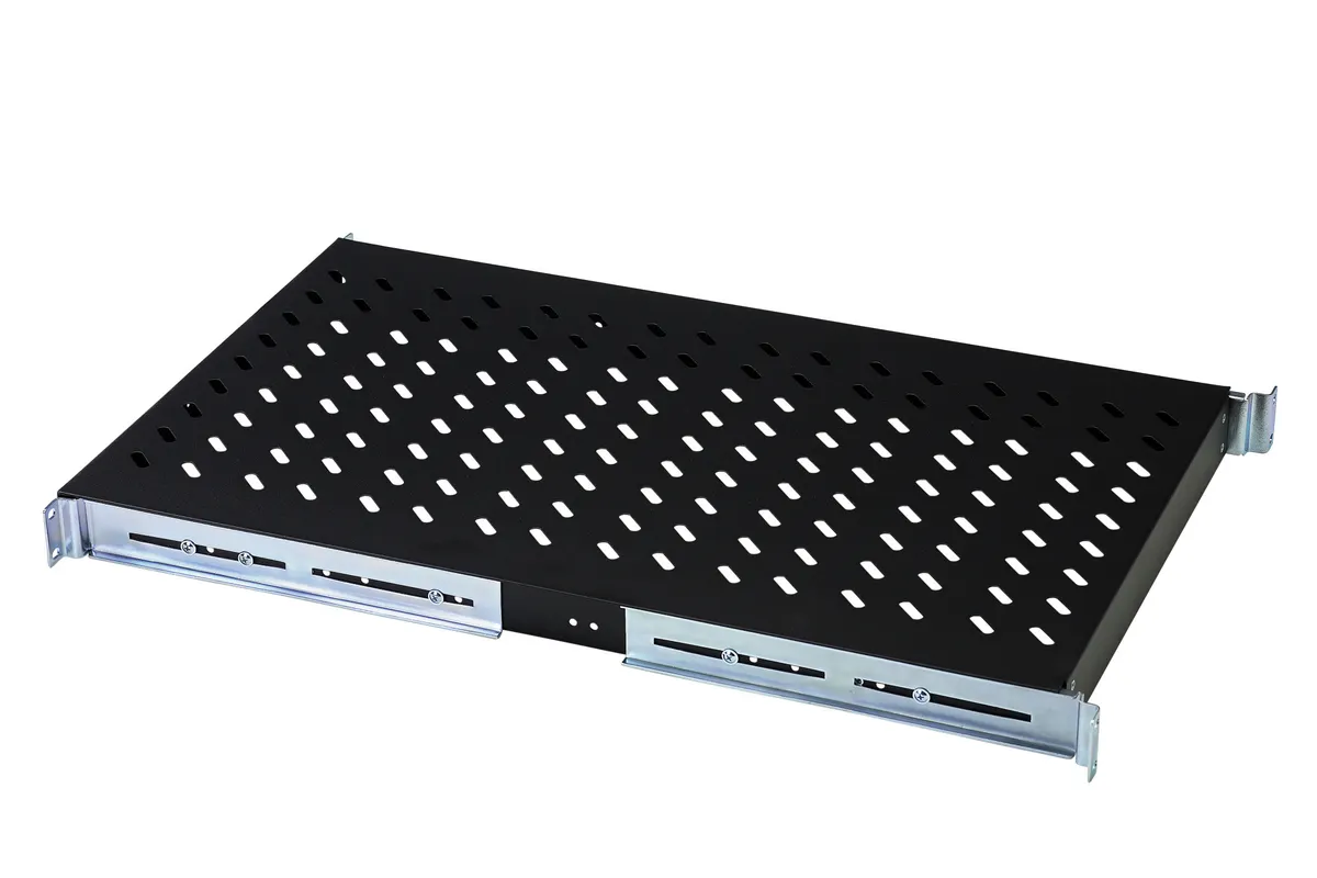 DN-19 TRAY-1-1000-SW | 19" Fachboden 1HE | 737 mm | 100 kg | RAL 9005
