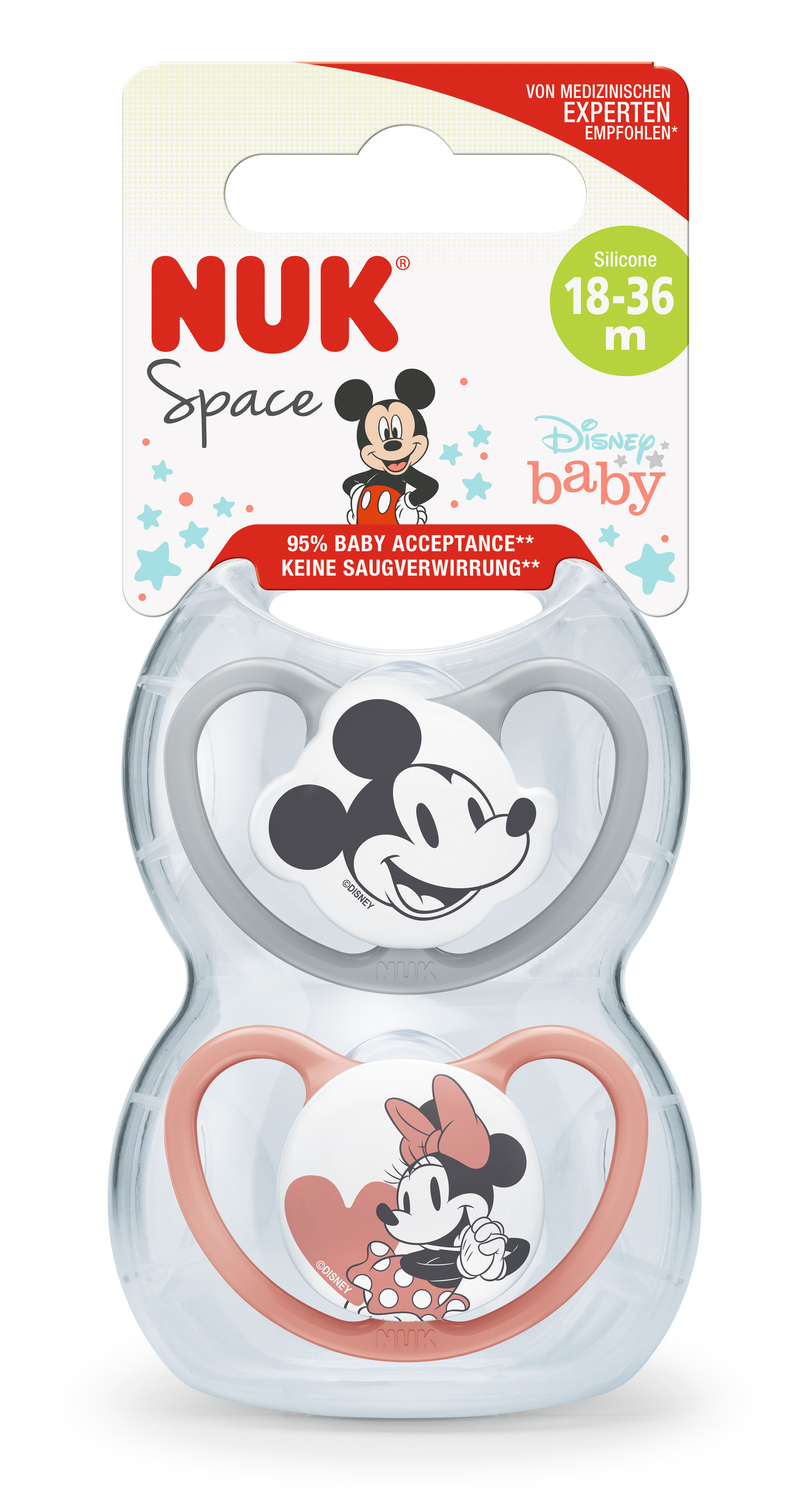 NUK Schnuller Silikon Gr.3 Disney Mickey Space 2Stk grau/rot