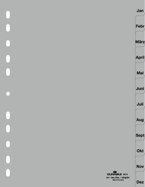 Monatsregister A4 Jan-Dez PP volldeck. grau