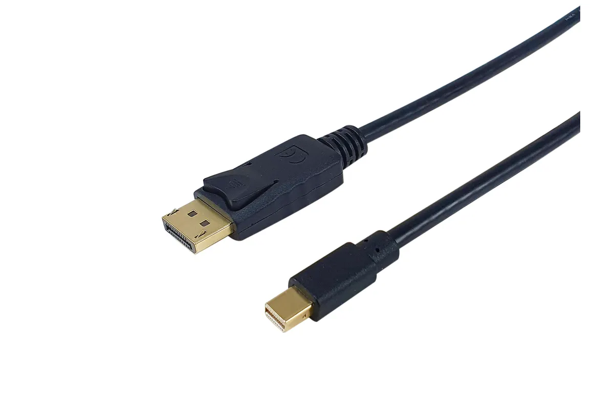 133442 | Mini DisplayPort auf DisplayPort Kabel 2 m | DP 1.2 | 4K60 | 21,6 Gbit/s | Schwarz