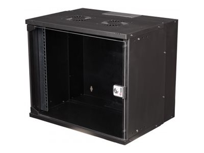 19" Wandgehäuse Glastür ECO 540x400mm       9U schwarz