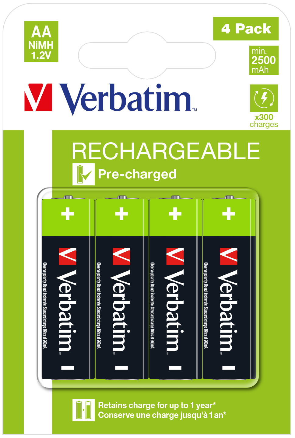 RECHARGEABLE BATTERY AA 4 PACK / HR6