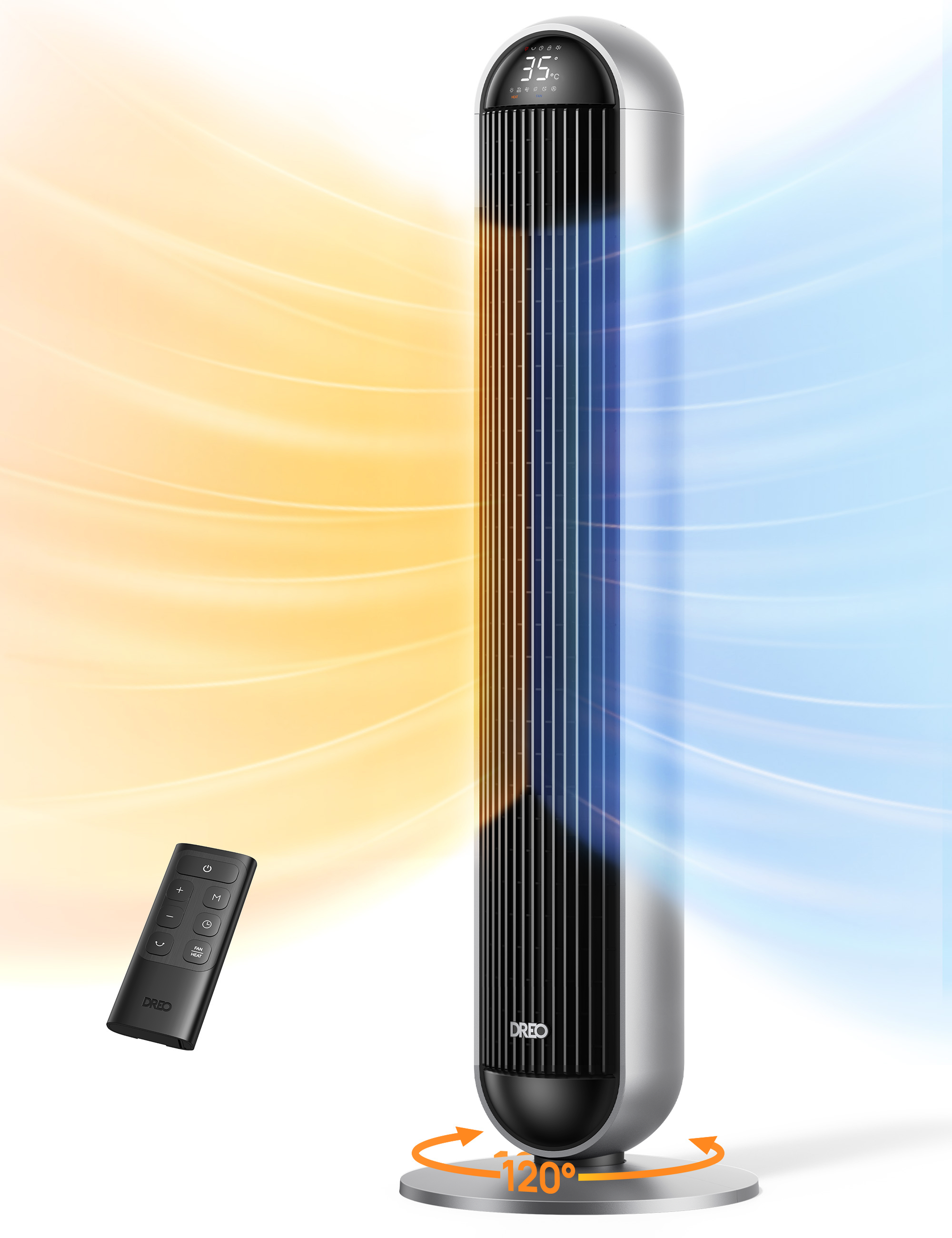 HSH016S 2-in-1 Heizlüfter & Turmventilator, 2.000 W, 5 Heizstufen & App-Steuerung