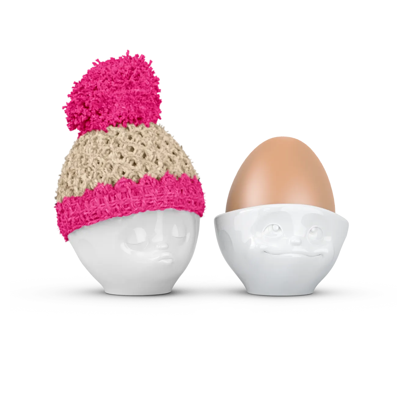 FIFTYEIGHT Eierwärmer Mützchen Elfenbein/Magenta