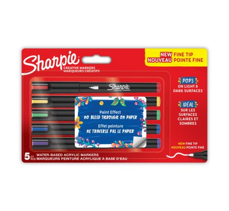 Kreativmarker Rundspitze fein Acryl stand Farben 5er Blister