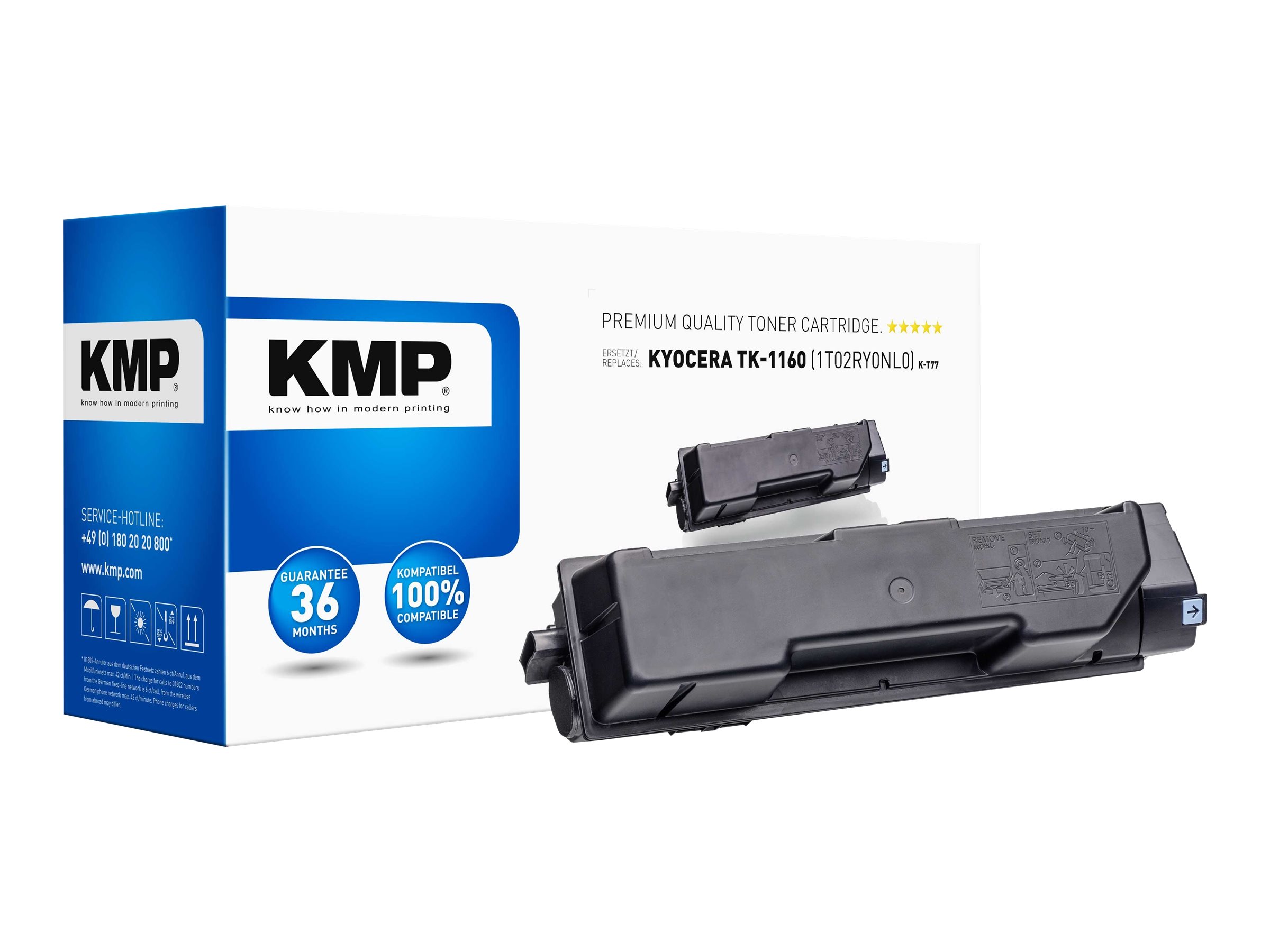 KMP K-T77 - 290 g - Schwarz - kompatibel - Tonerpatrone (Alternative zu: Kyocera TK-1160, Kyocera 1T02RY0NL0)