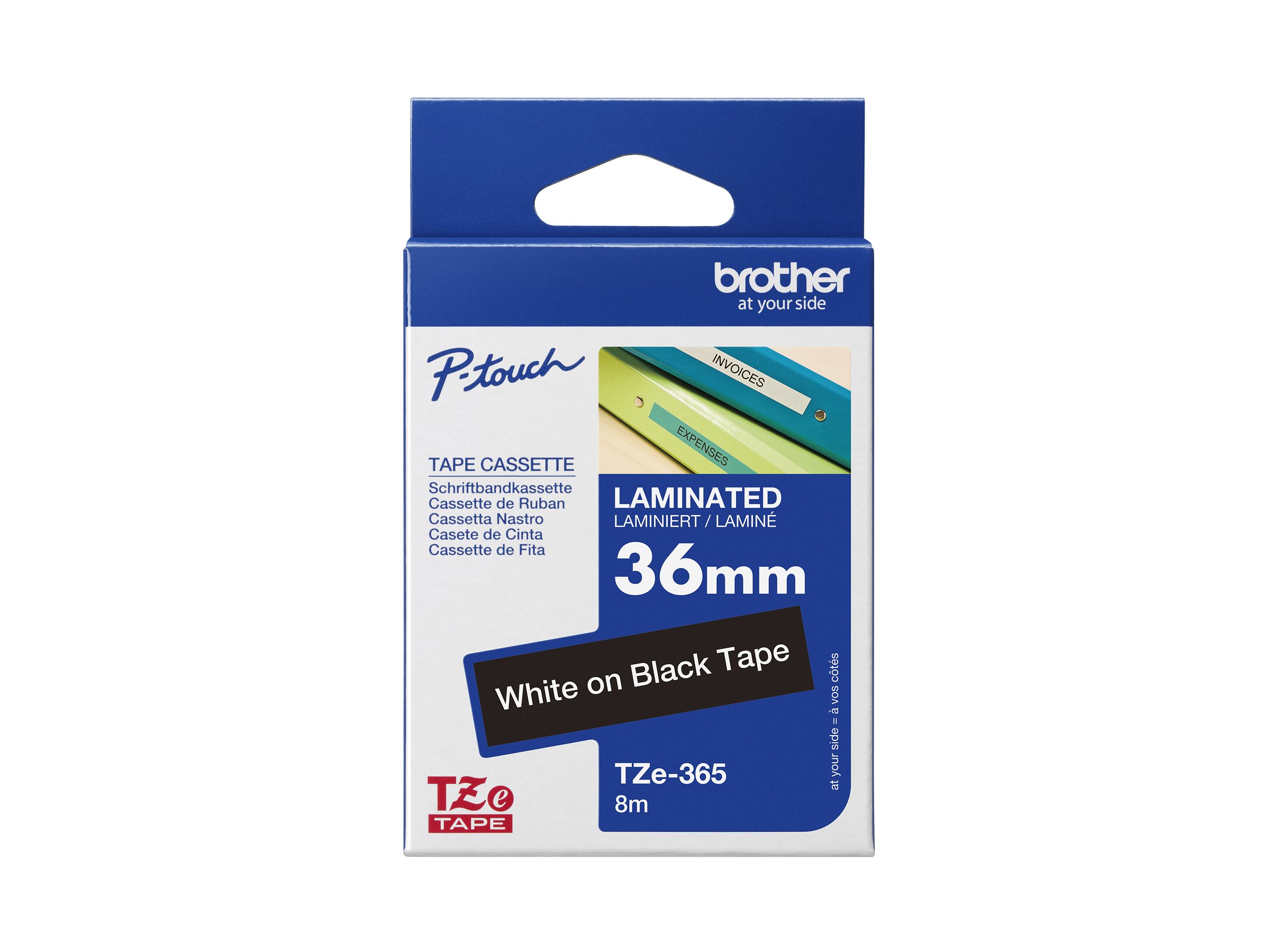 Schriftbandkassette Brother 36mm weiß/schwarz TZE365