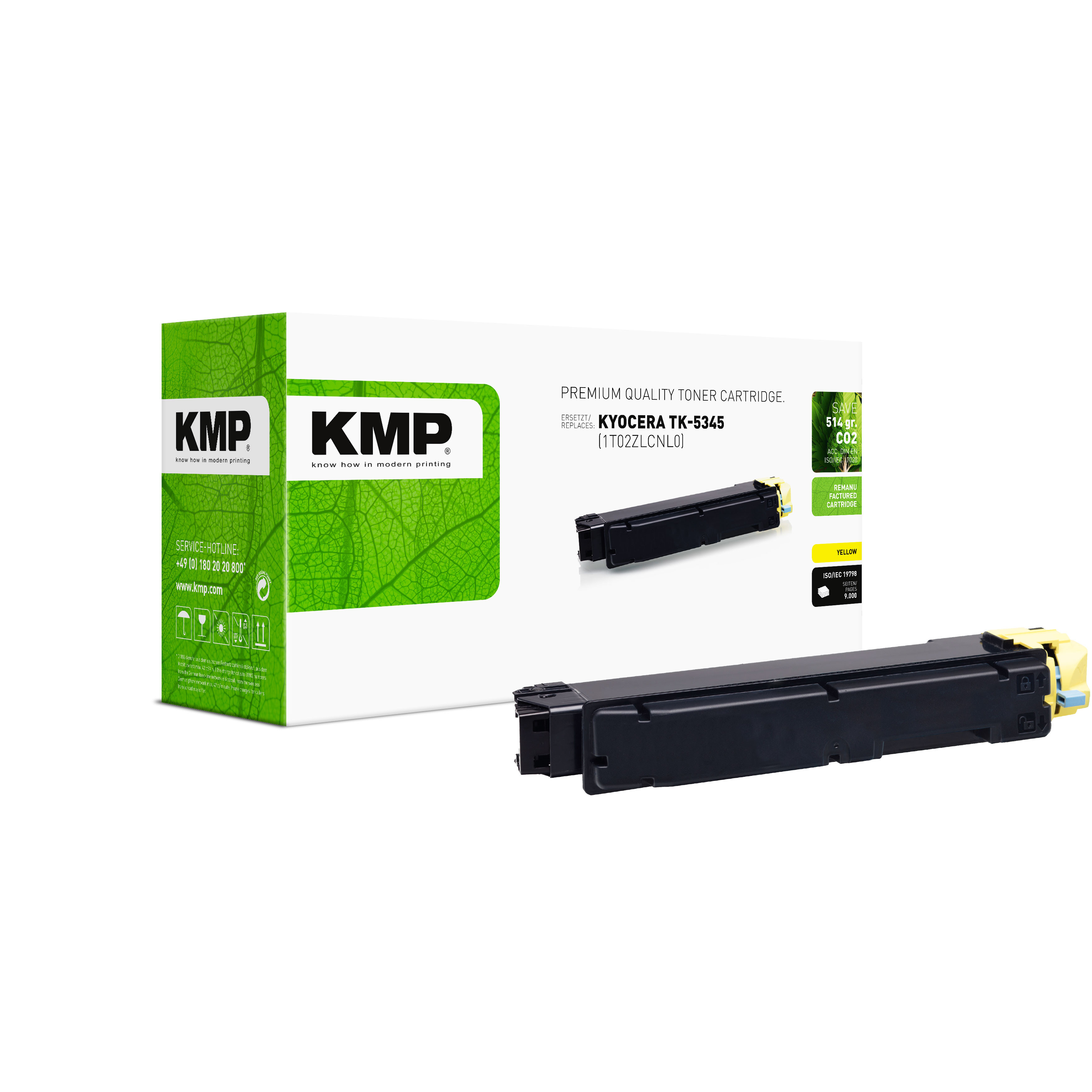 KMP Toner Kyocera TK-5345Y (1T02ZLANL0) yellow 9000 Seiten remanufactured