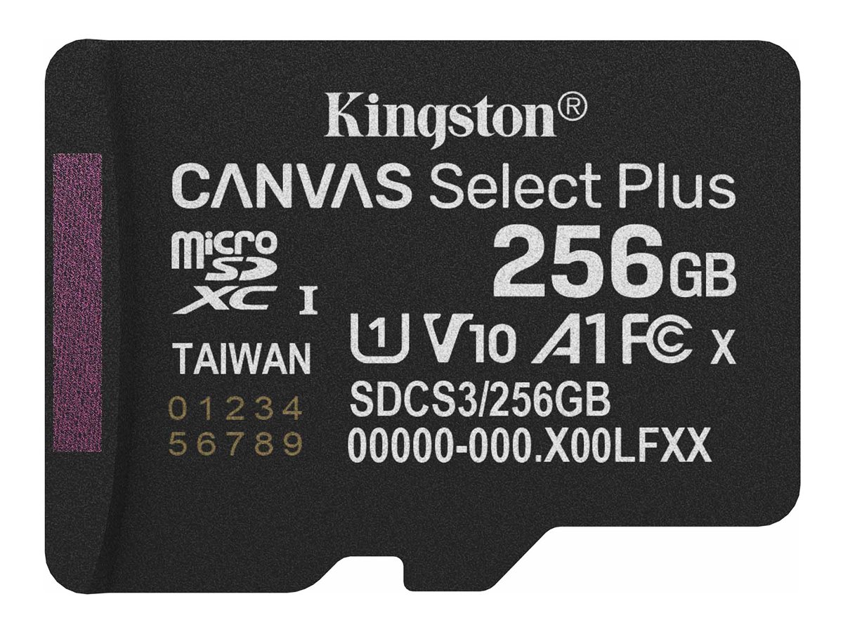 SD MicroSD Card 256GB Kingston SDXC Canvas+ Gen3 o.Adapter retail