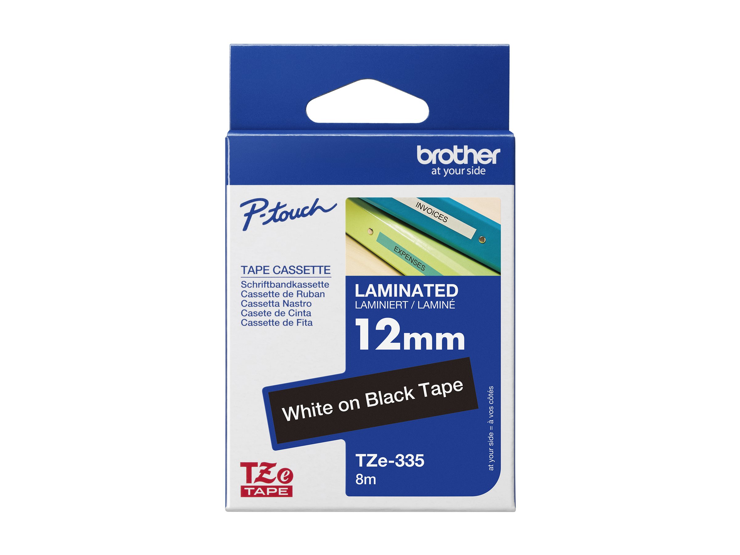 Schriftbandkassette Brother 12mm schwarz/weiß TZE335